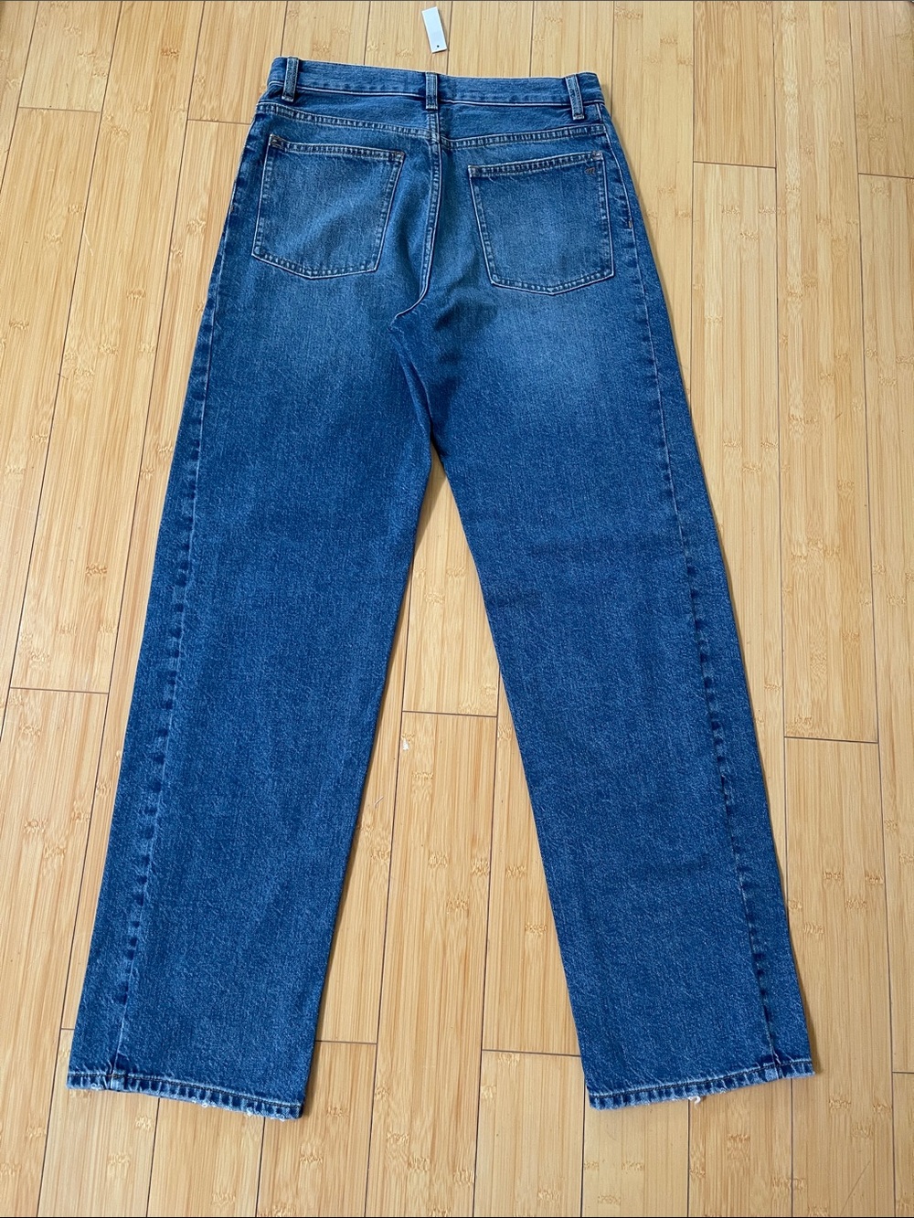 Madewell Women NWT Pieced Barrel Leg Denim Jeans in Medium Blue Wash Button 26 - Picture 10 of 15